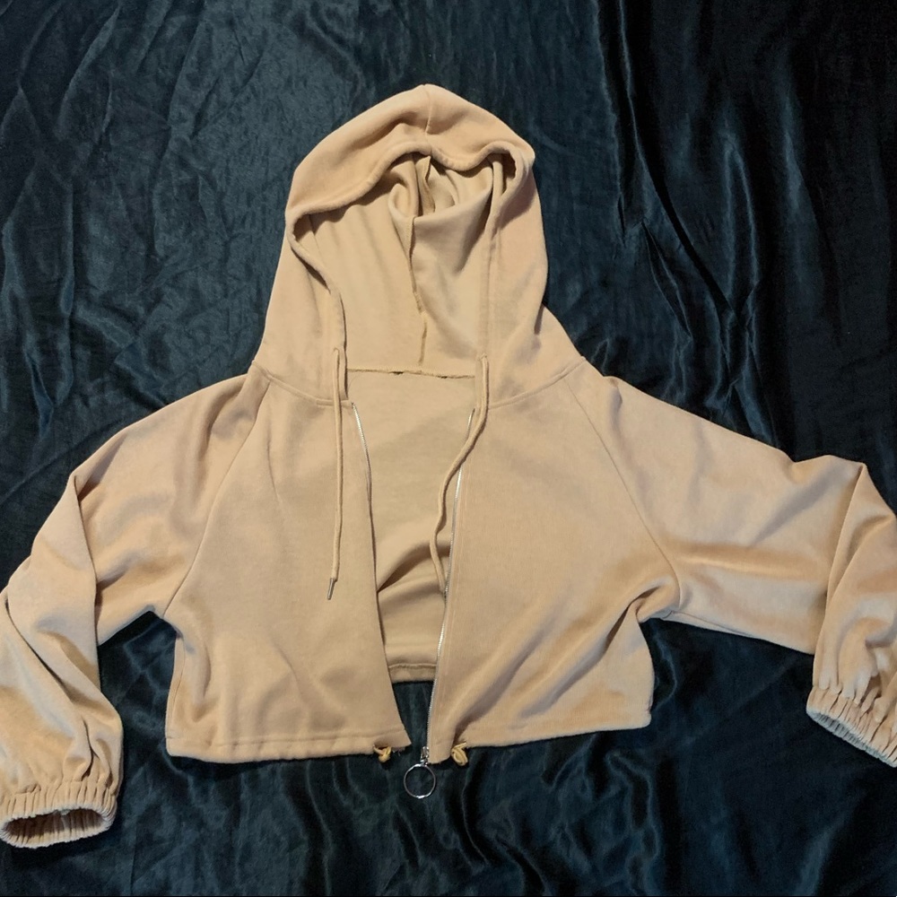 NWOT Camel Brown Cropped O-ring Jacket